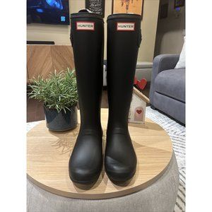 HUNTER Womens Rain Boots Size 9 Black Original Tall Style